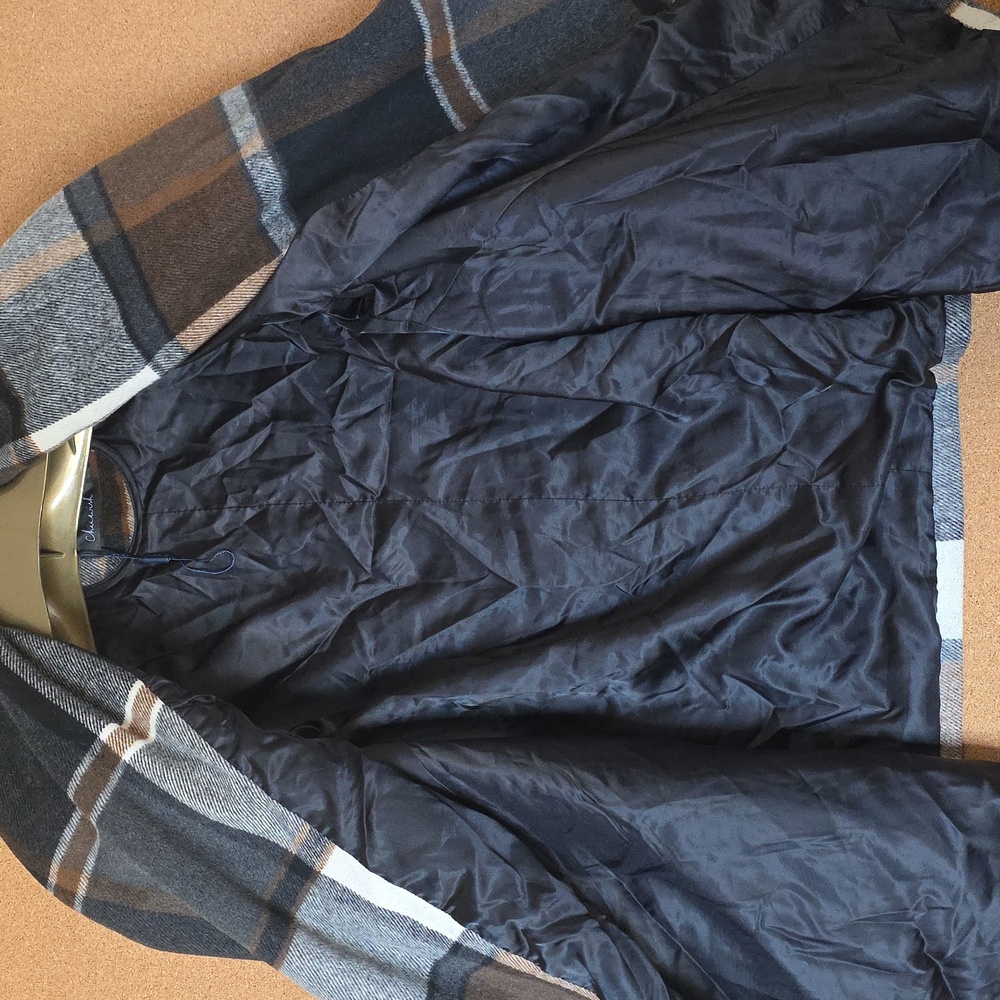 Wool Blend Chicwish Belted  Plaid Wrap Coat - Black, Brown, Gray Size M - Picture 7 of 10
